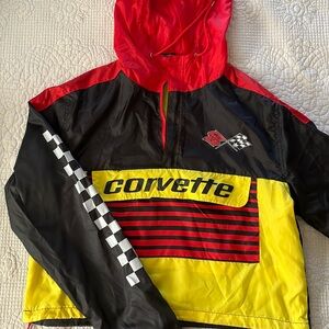 Women’s L multi colored windbreaker. Race/Corvette design. Great condition.